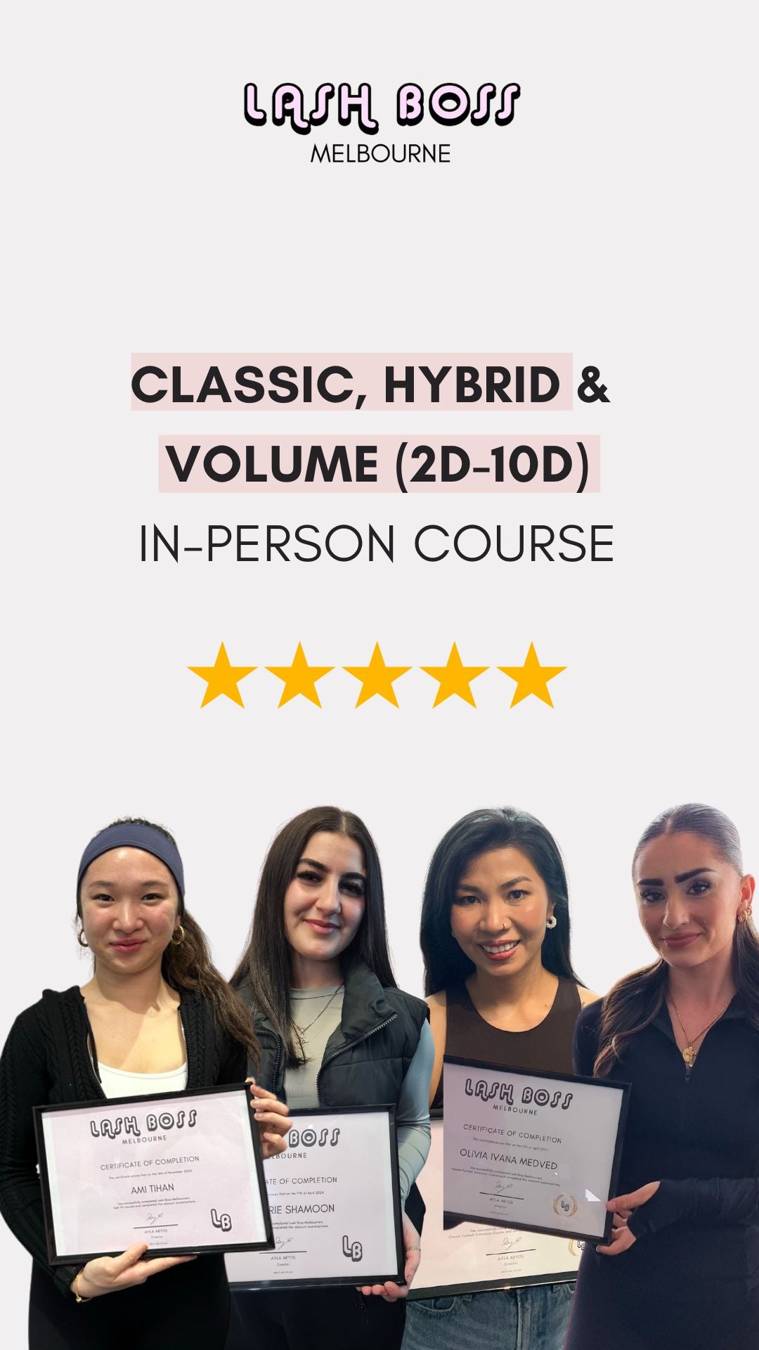 Classic, Hybrid & Volume (2D-10D) In Person Eyelash Extension 2 Day Training
