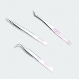 Lash Boss Melbourne's stainless steel tweezers. Perfect grip and tension for precise lash extension applications. Lash extension training and supplies by Lash Boss Melbourne.
