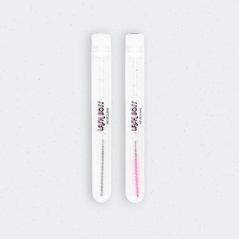 Retail mascara wands in a tube to prevent damage and dirt getting to the wand. Used by trainers, technicians and students. Lash supplies and courses by Lash Boss Melbourne