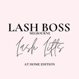 Cover of Lash Boss Melbourne's lash lift at-home course. Lash extension training by Lash Boss Melbourne. All supplies included training and courses