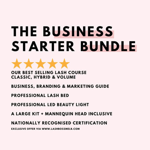 The Business Starter Bundle, Classic and volume course, lash light, lash bed by Lash Boss Melbourne