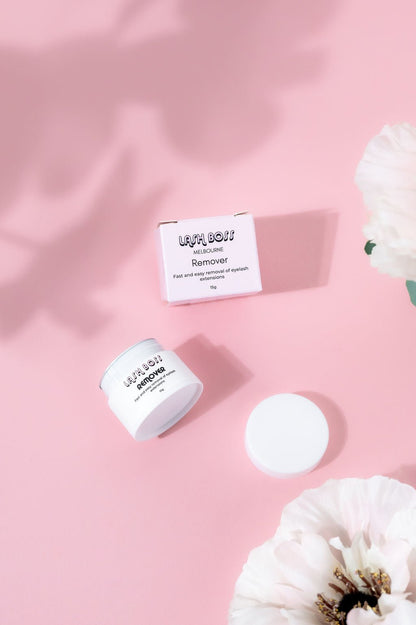 Lash Boss Melbourne's cream remover. Removed adhesive and lash extensions for a clean reset of natural lashes. Used by technicians and students. Supplies and lash courses by Lash Boss Melbourne