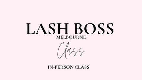 The cover of Lash Boss Melbourne's in-person eyelash extension class. Lash extension training by Lash Boss Melbourne
