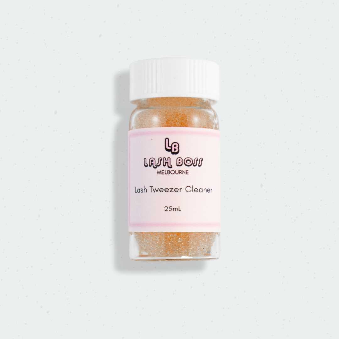 Lash Boss Melbourne's tweezer cleaner solution. Used to clean tweezers, jade stones, and other sensitive lash extension equipment. Used by trainers, technicians and students. Lash supplies and courses by Lash Boss Melbourne